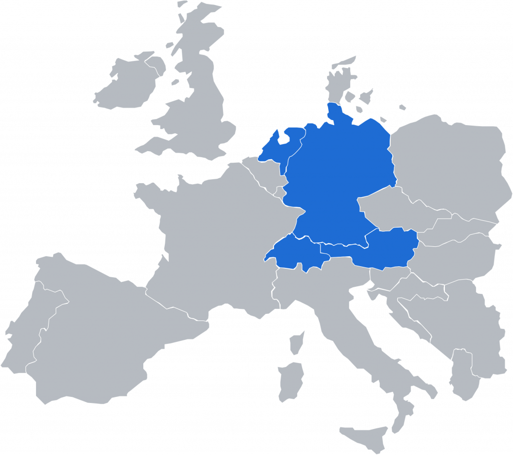 Karte der Beratungsregionen: DACH-Region und Niederlande